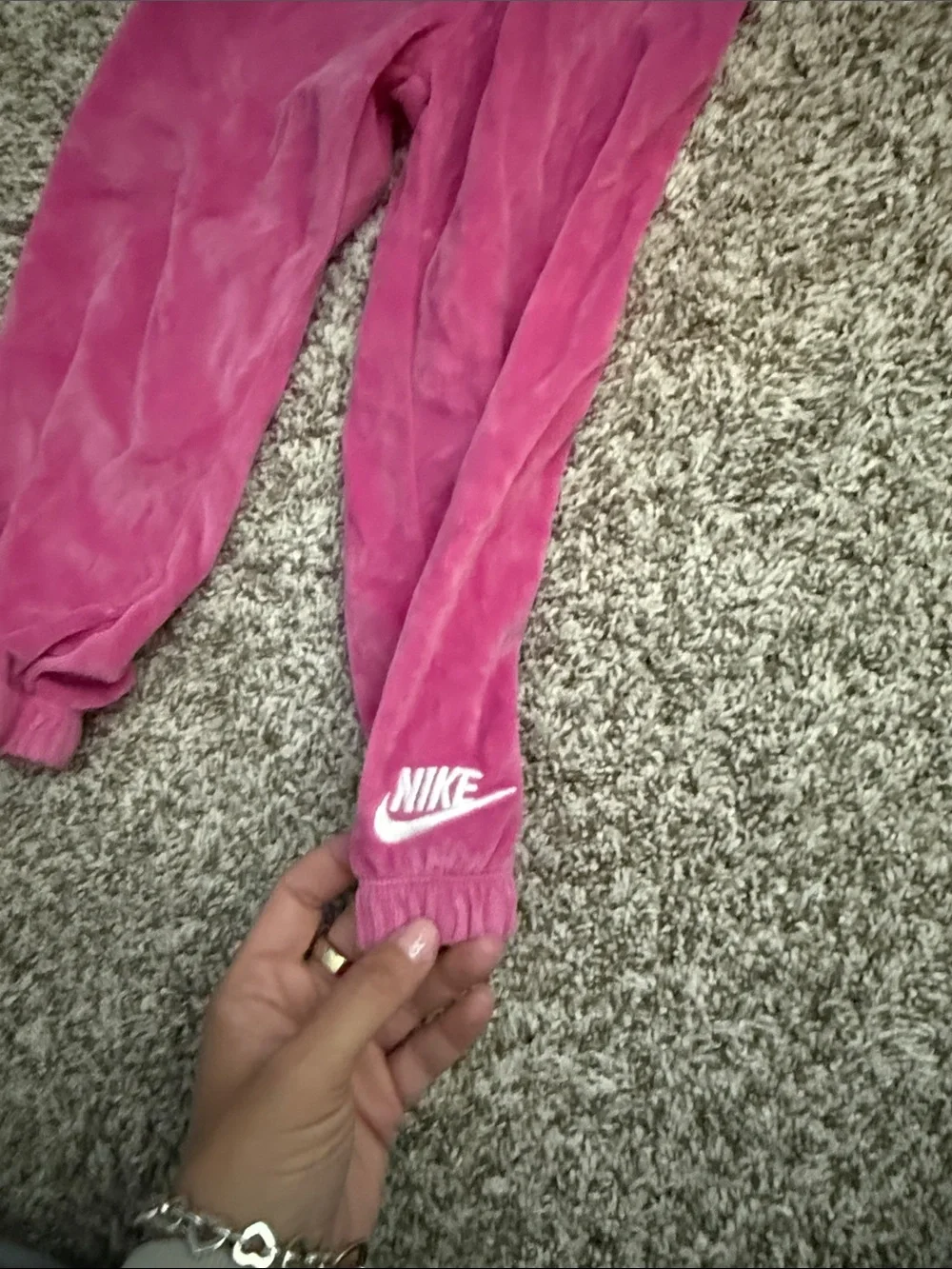 Nike Girls Magenta Velour Hoodie & Joggers Set